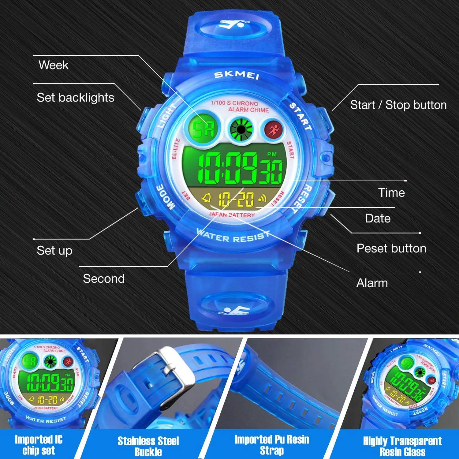 for Boys Girls$ Kid Waterproof Electronic Multi Function Casual Outdoor Watches$ 7 Colorful LED Luminous Alarm Stopwatch Wristwatch cofuo Kids Digital cedar reconstruction style levy snap dazzling Sport Watch 