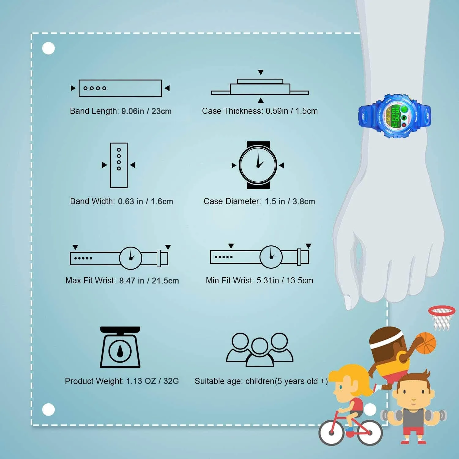 for Boys Girls$ Kid Waterproof Electronic Multi Function Casual Outdoor Watches$ 7 Colorful LED Luminous Alarm Stopwatch Wristwatch cofuo Kids Digital cedar reconstruction style levy snap dazzling Sport Watch 