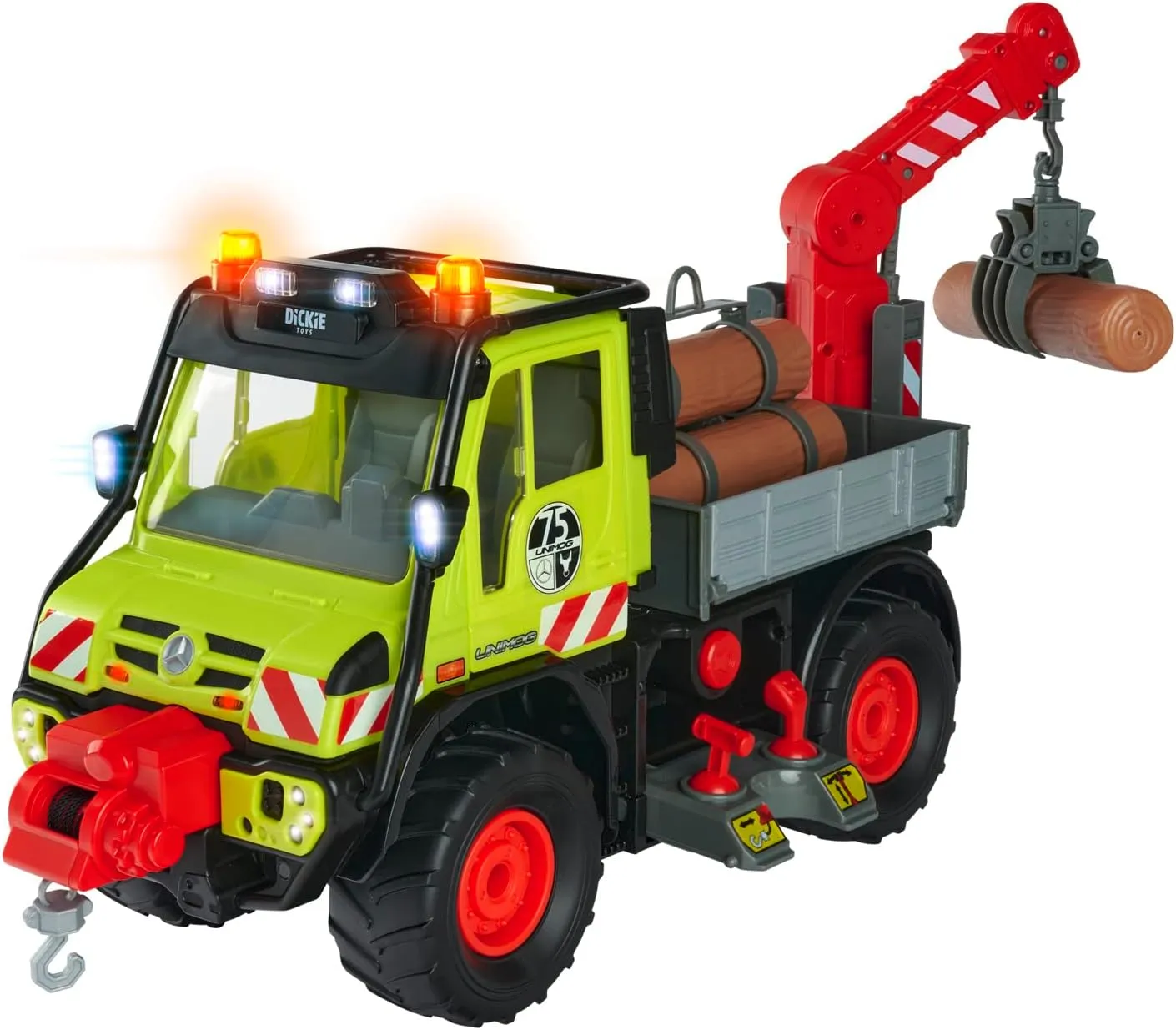 for Children Ages 3 and Up Dickie 203749032 feldspar maize mismanage laundry Unimog Electric Winch Log Truck with Lever Control$ Light and Sound Effects$ 