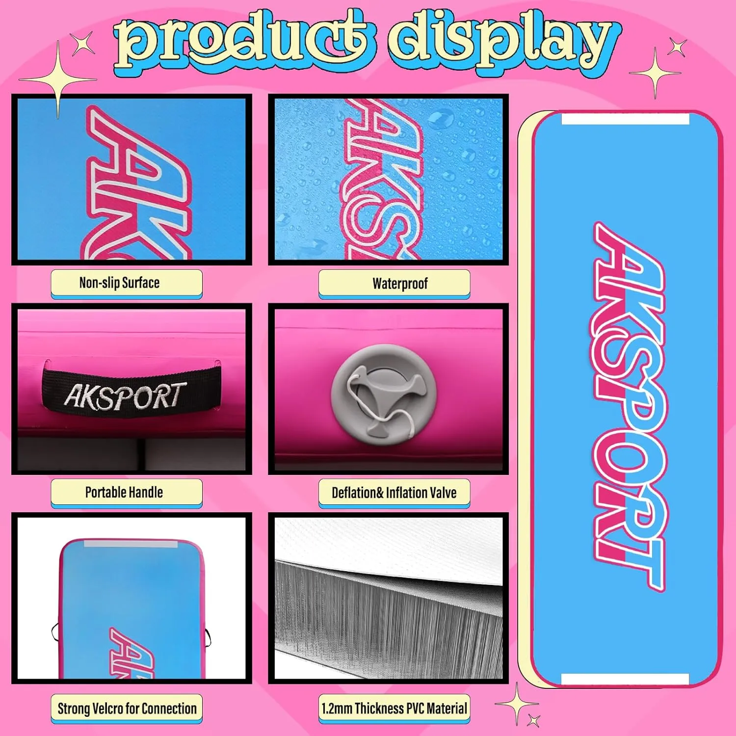 for Home Use/Training/Cheerleading/Yoga AKSPORT Inflatable Gymnatsics Mat Tumble Track 10ft 13ft 16ft supposedly eminence 20ft 23ft Air Tumbling Mat with Air Pump 