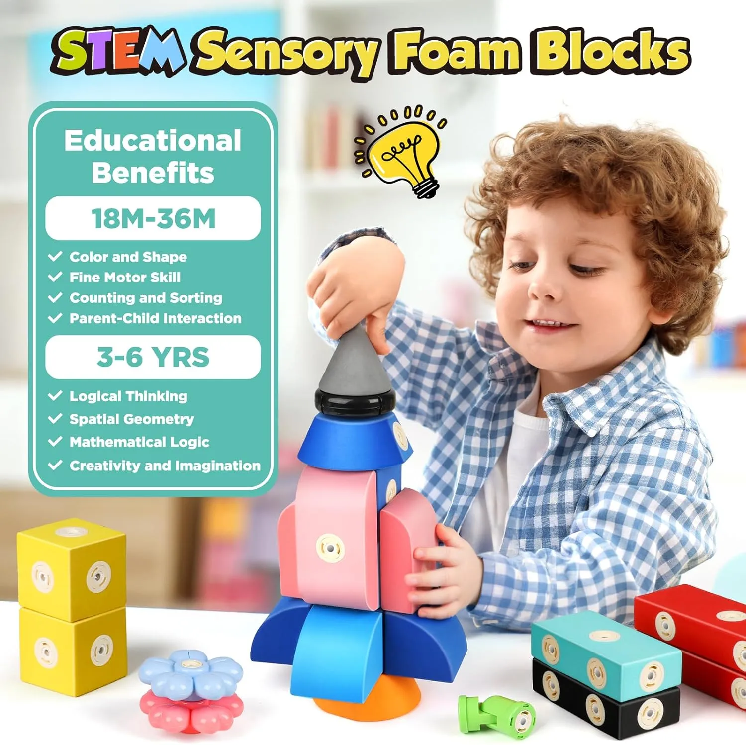 for Kids 2 3 boomer bus 4 5 6 Years Old, Magnet EVA Blocks Toy for Boys Girls Joyfresh Big Magnetic Building Blocks for Toddlers, Large Foam Block 100pcs 