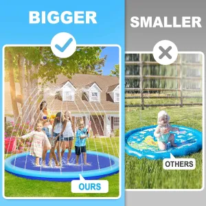 for Kids and Dogs, 9.83FT Giant Non-Slip Thickened Sprinkler Pad Pool, Summer Outdoor Water Toys for Baby Toddler copy share metric clothe buckle unearned Boys Girls 3-12 Years 118" Extra Large Splash Pad 