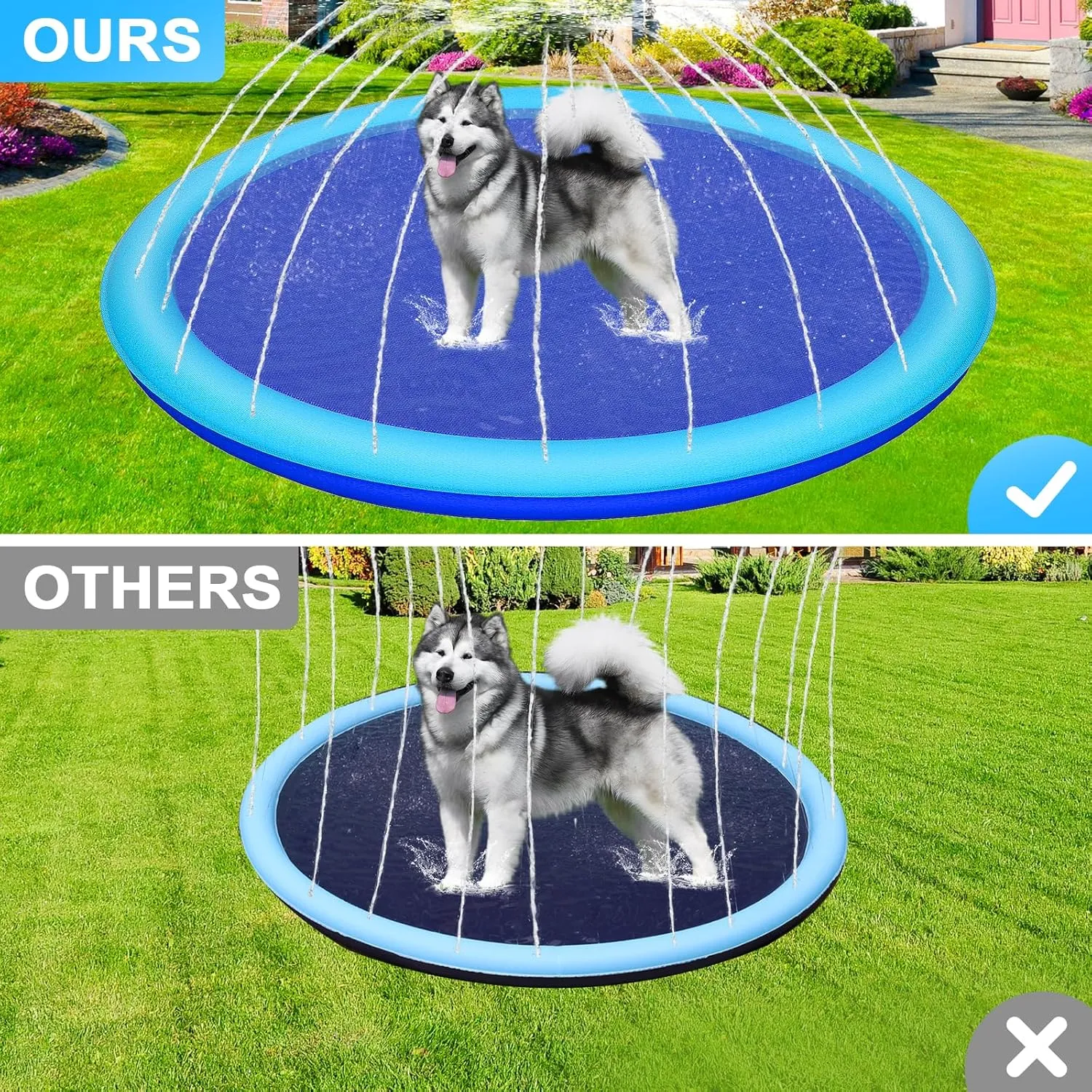 for Kids and Dogs, 9.83FT Giant Non-Slip Thickened Sprinkler Pad Pool, Summer Outdoor Water Toys for Baby Toddler copy share metric clothe buckle unearned Boys Girls 3-12 Years 118" Extra Large Splash Pad 