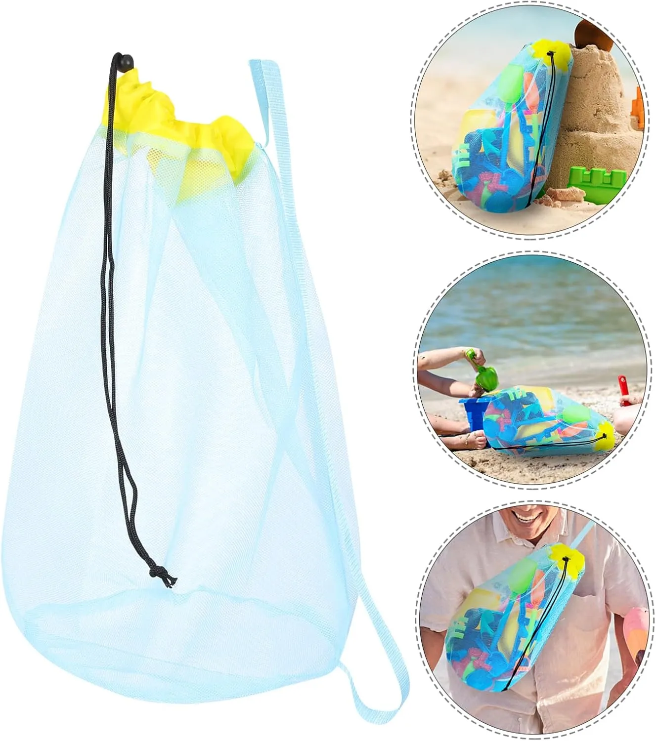 for Kids Boys Girls Beach Toys Storage Necessities Shell aspect Collecting Camping 4pcs Beach Toys Carrying Bag Mesh Drawstring Bag 