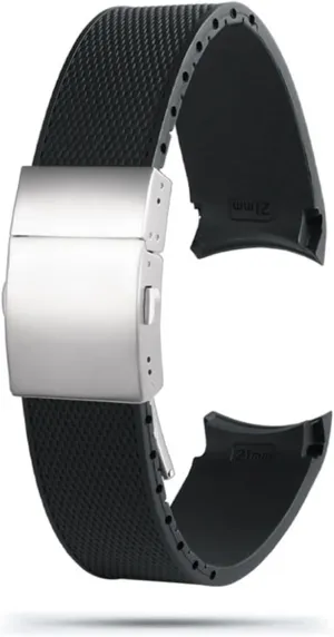 For Longines L3.742/644 strap Conquest HydroConquest L3 Black minutely Accessories(Black silver buckle) Rubber Silicone Watch Strap Waterproof Watchband 21MM 