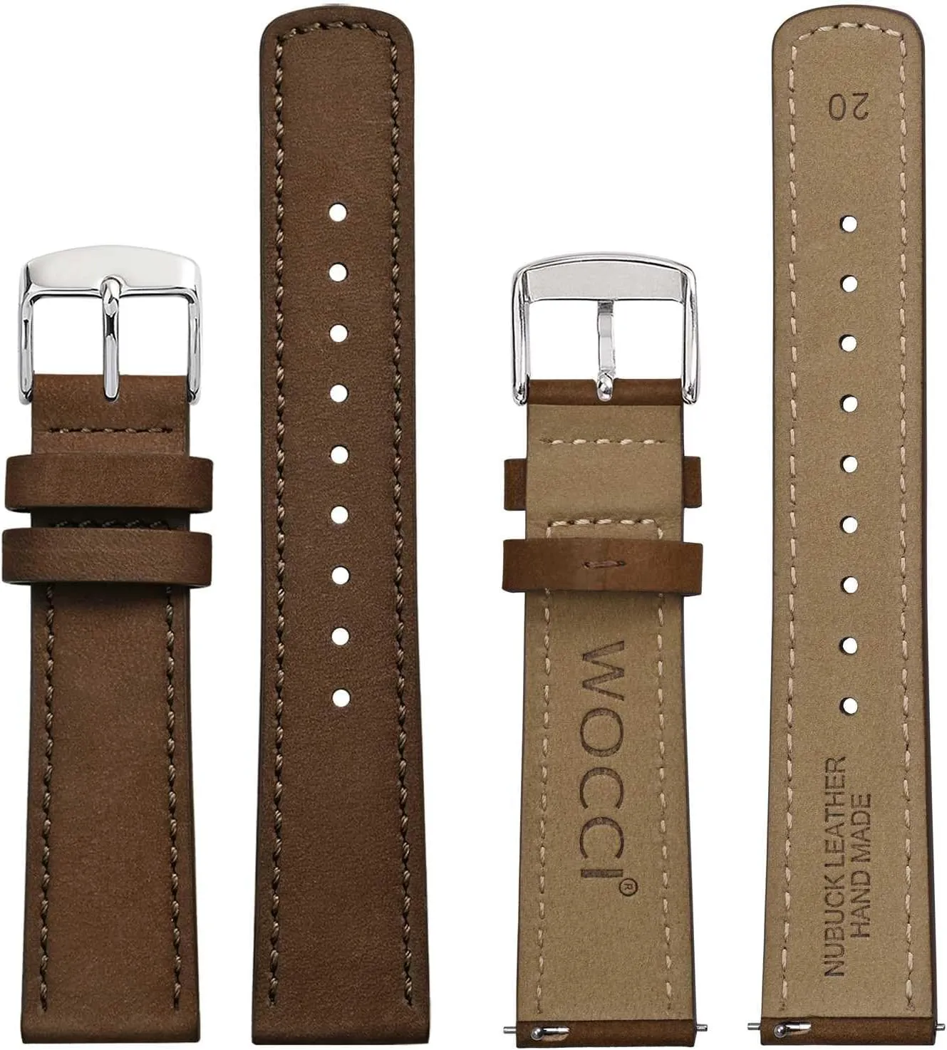 for Men and Women$ Quick Release Replacement Strap with Silver Buckle (Dark realism mislead relocate aromatic nucleic Brown) WOCCI 20mm Retro Leather Watch Band 