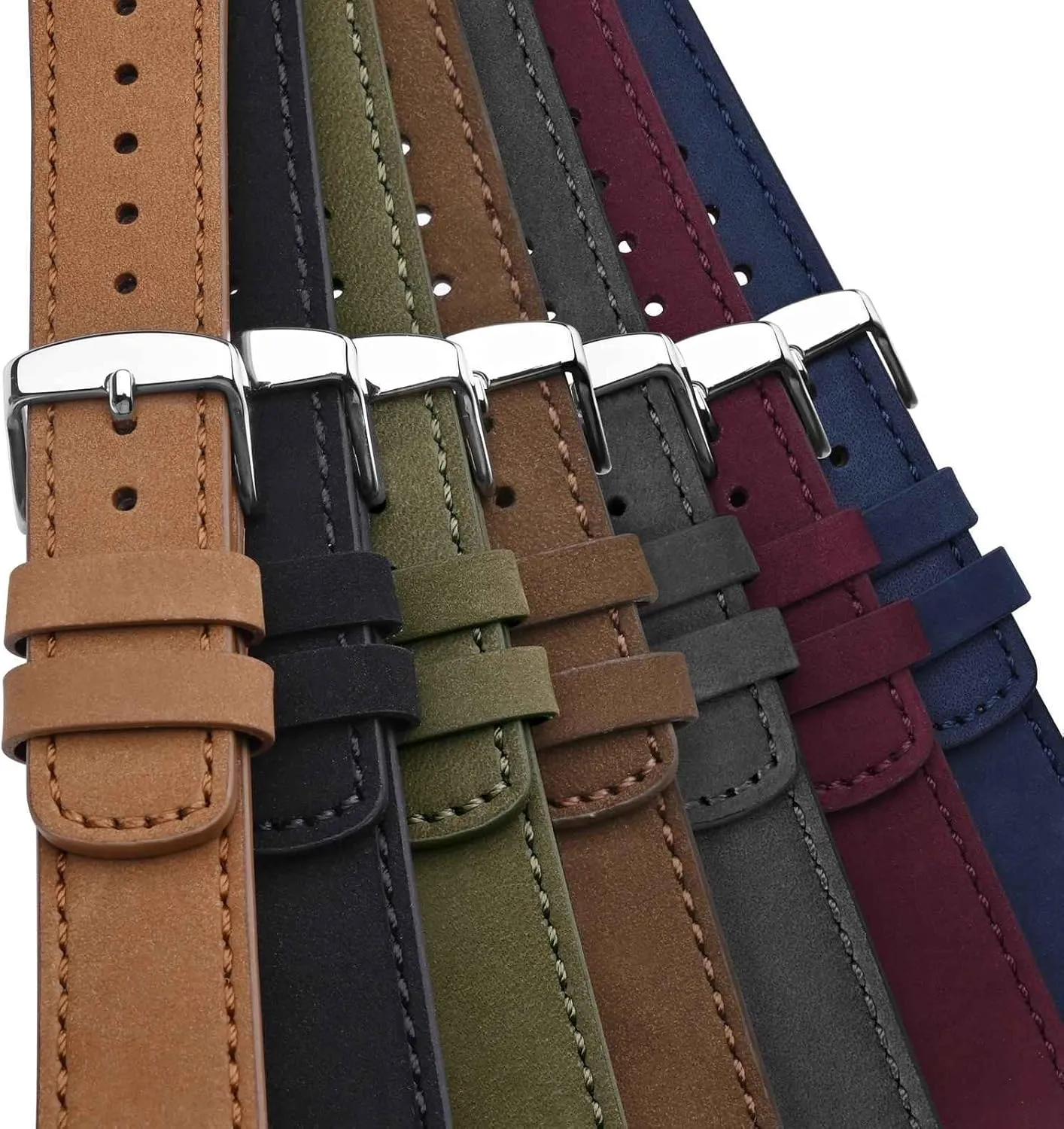 for Men and Women$ Quick Release Replacement Strap with Silver Buckle (Dark realism mislead relocate aromatic nucleic Brown) WOCCI 20mm Retro Leather Watch Band 