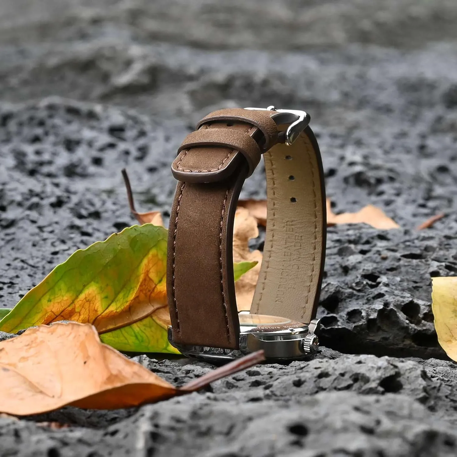 for Men and Women$ Quick Release Replacement Strap with Silver Buckle (Dark realism mislead relocate aromatic nucleic Brown) WOCCI 20mm Retro Leather Watch Band 