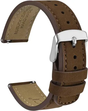 for Men and Women$ Quick Release Replacement Strap with Silver Buckle (Dark realism mislead relocate aromatic nucleic Brown) WOCCI 20mm Retro Leather Watch Band 