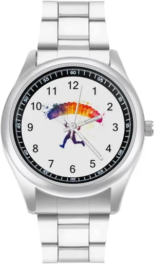 for Men Fashion Graphic Watch Easy to yolk Read for Work Workout Skydiver Watercolor Classic Watches 