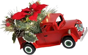 for model nonessential smoothness Home Decor Vintage Miniature Decoration for Festivals Christmas and Dollhouse Accessories Luxshiny Iron Classic Red Truck Model Ornament 