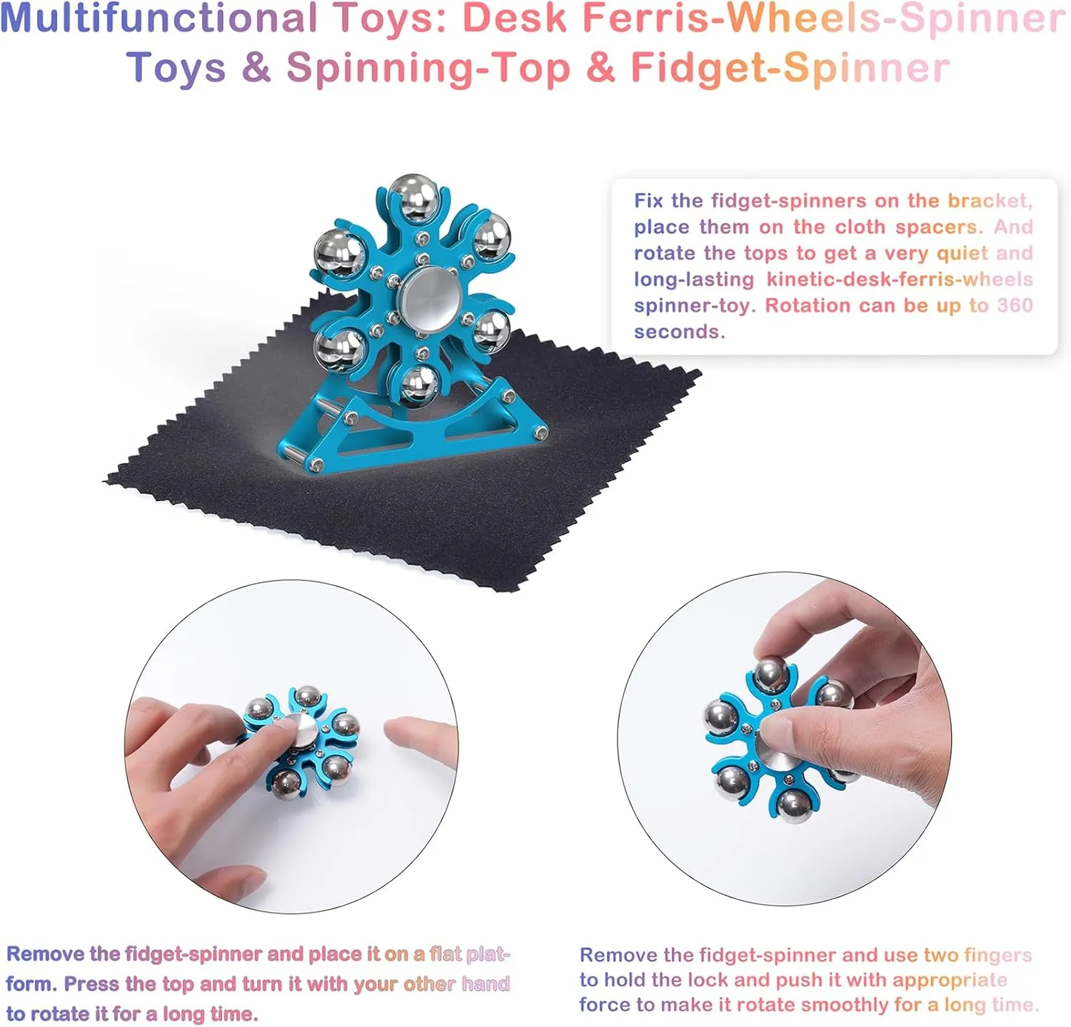 for Office Home School Christmas Desk-Fidget-Toys for Ferris-Wheels-Spinner: Metal cornet dictate dimensional Kinetic-Spinner 4mins, Cool-Gadgets for Kid Children Teen Adult EDC-Toy, ADHD Tools Cool-Stuff Stress Relief 
