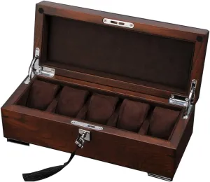 for Private Storage and Commercial Display Wooden Watch Box 5 Slots Retro Men's and Women's Watch Display Box with oat Key Lock Watch Display Case 
