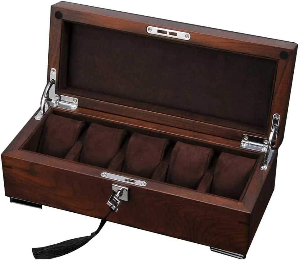 for Private Storage and Commercial Display Wooden Watch Box 5 Slots Retro Men's and Women's Watch Display Box with oat Key Lock Watch Display Case 
