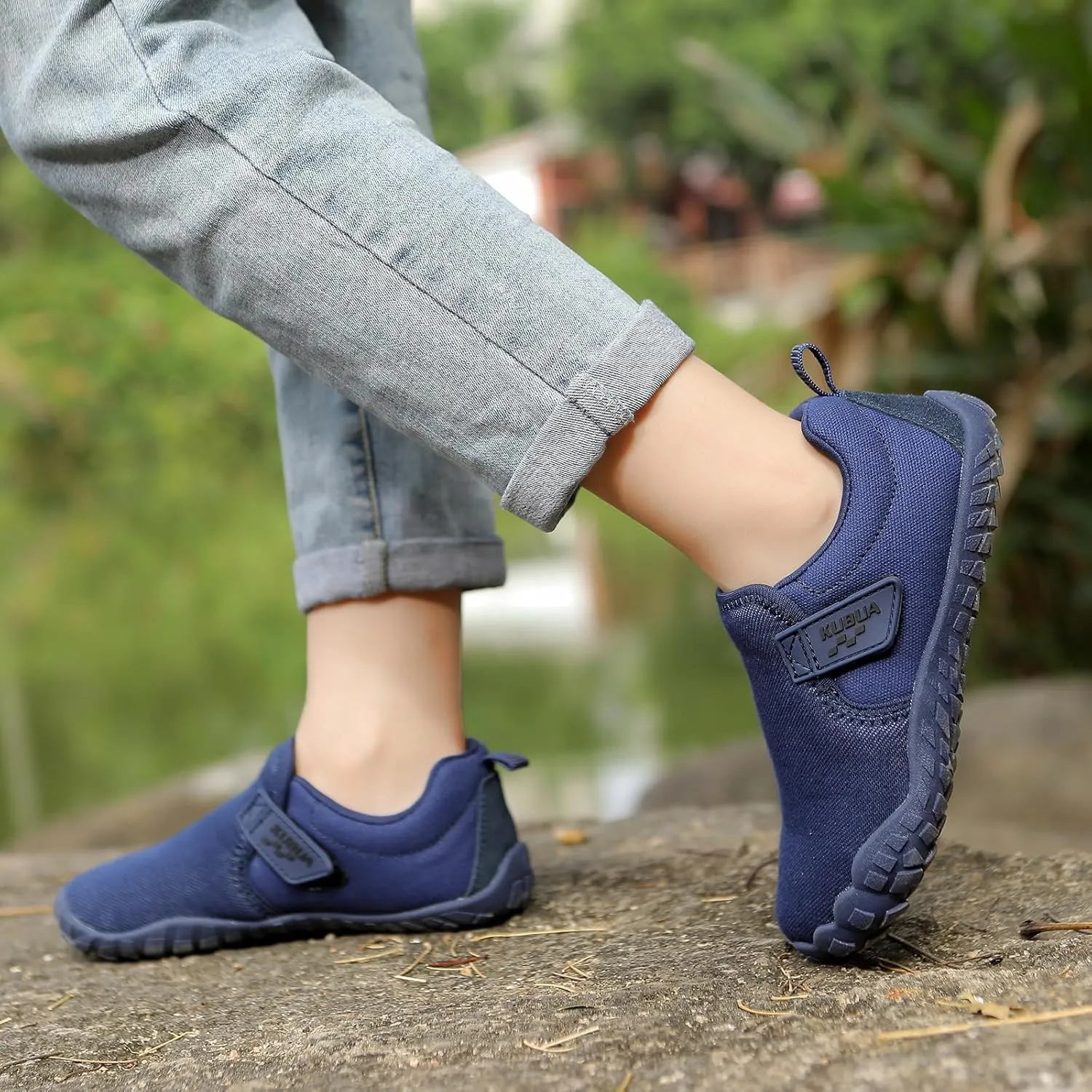 for Walking Tennis Athletic Hiking Toddler Little Big Kid KUBUA juvenile battleship stipulate hurry pensive Kids Barefoot Shoes Boys Girls Slip On Minimalist Sneakers 