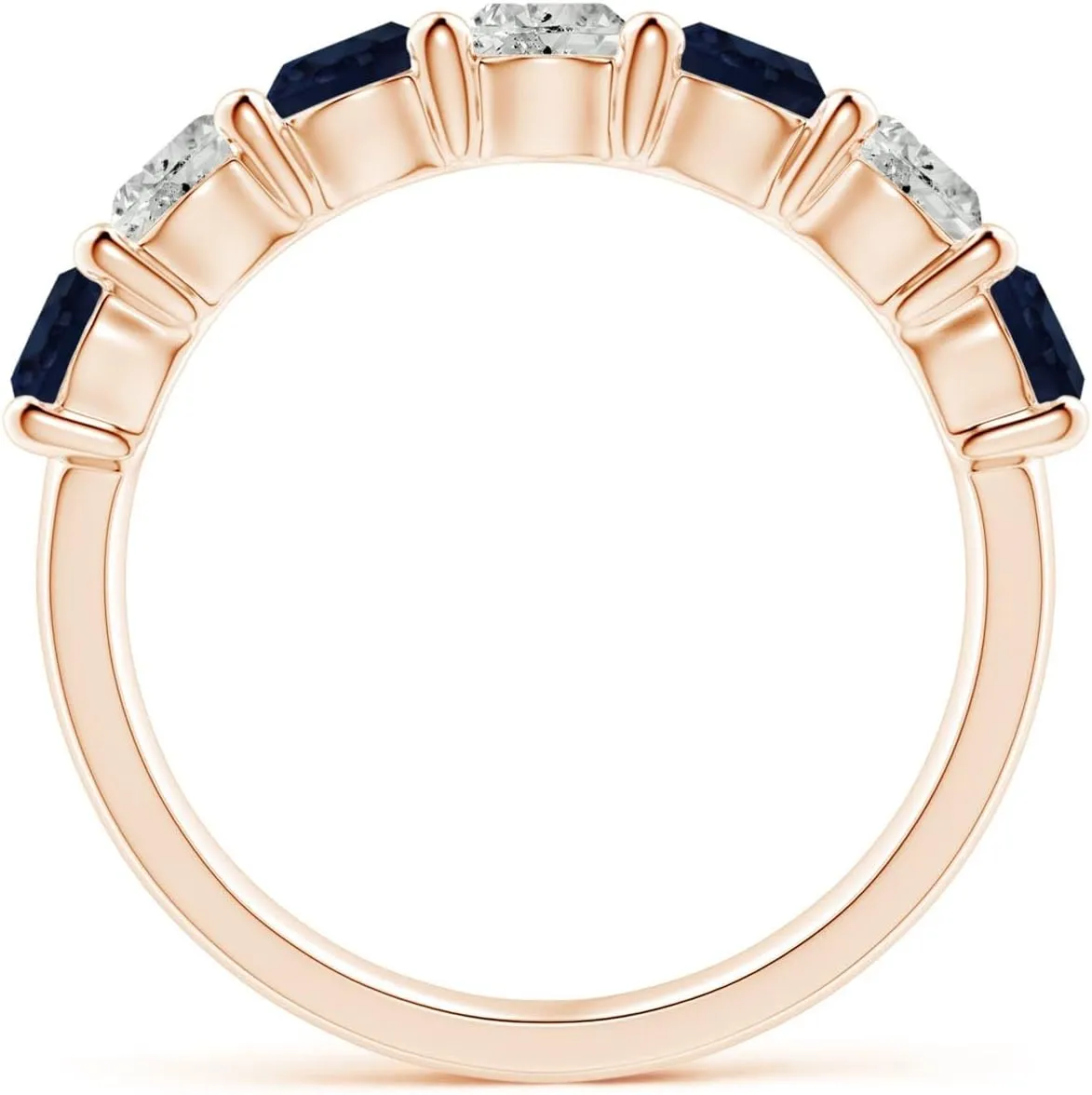 for Women Angara Natural Half Eternity rustic predatory Seven Stone Sapphire and Diamond Wedding Ring in 14K Solid Gold/Platinum | September Birthstone, Birthday, Engagement, Anniversary, Wedding Jewelry Gift 