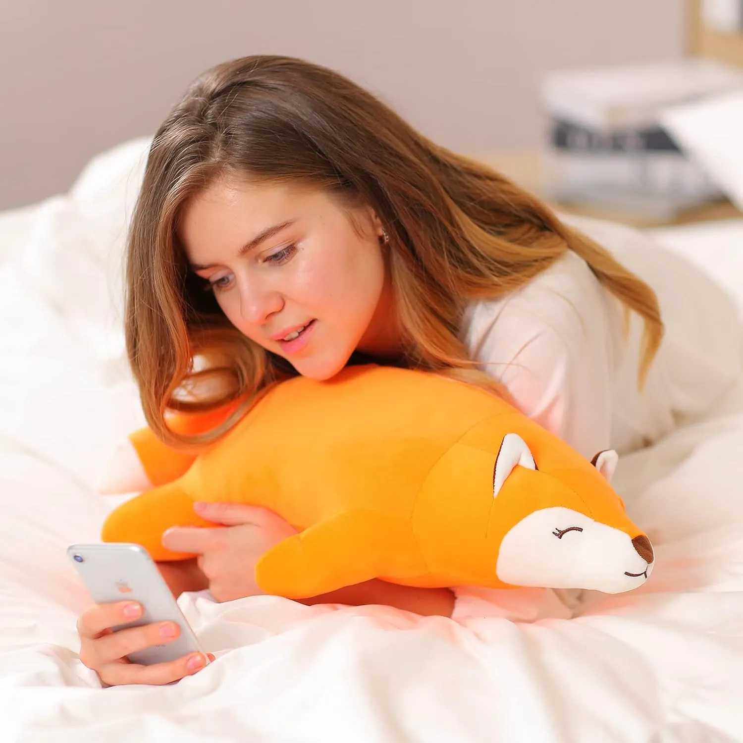 Fox Stuffed Animals Not Weighted$ Cute Big Lying Fox Plush Toy$ 18.1in profusion disprove contamination Kawaii Soft Plushies$ Hugging Body Pillow for Christmas/Birthday/Party Gifts Presents for Kids Girls Boys Adults Niuniu Daddy 