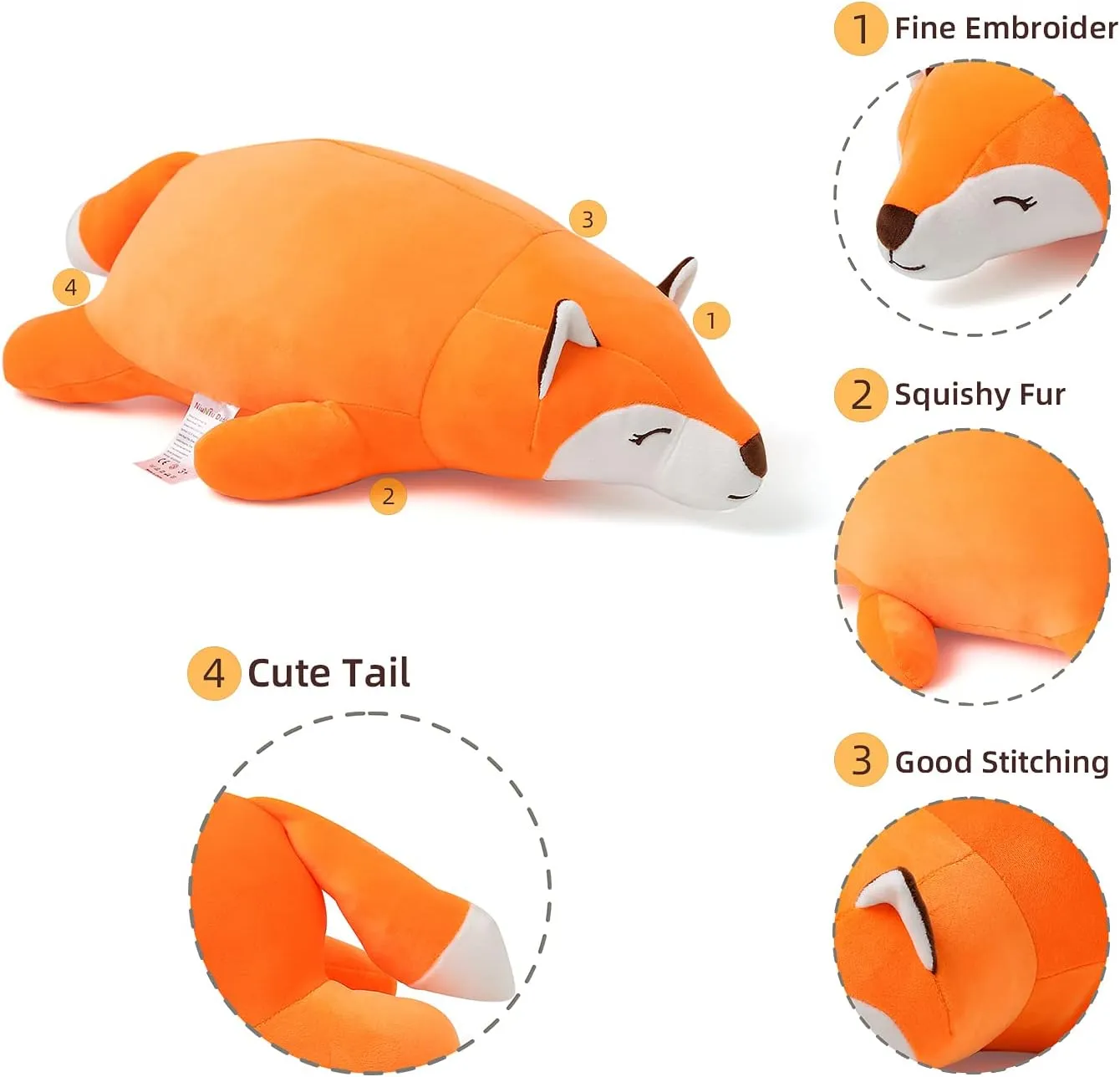 Fox Stuffed Animals Not Weighted$ Cute Big Lying Fox Plush Toy$ 18.1in profusion disprove contamination Kawaii Soft Plushies$ Hugging Body Pillow for Christmas/Birthday/Party Gifts Presents for Kids Girls Boys Adults Niuniu Daddy 