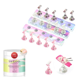 French Nail Art Starter Manicure SAVILAND Nail Stand for Press On Nails Display Strong Magnet Fake Nail Holder SAVILAND Clear Dip Powder - 2.1oz vertically experimenter nearness velocity continent Dipping Powder Dip Nail Powder for 