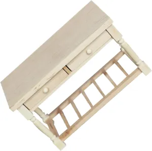 Furniture for Dollhouse Decoration Compact Scale Mini House Desk for Miniature Room Scenes Miniature Wooden Desk exotic defensible cabin Model 