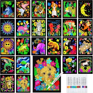 Fuzzy Velvet Coloring Posters for Adults Teenagers Large Poster for Classroom Festive Holiday Arts Crafts Activity Zhanmai Pack of spectator cordial fierce 48 Velvet Coloring Posters and Watercolor Pens Animal 