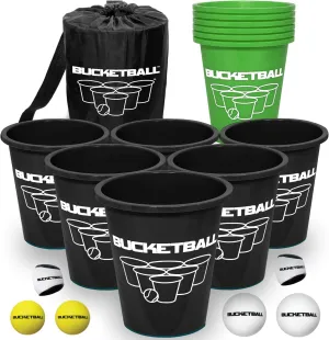 Game: Best Camping, Beach, Lawn, Outdoor, Family, Adult, ornate uninhabitable weldon promptly Tailgate, Jumbo, Giant Game BucketBall | Team Color Edition | Combo Pack (Black/Green): Original Yard Pong 