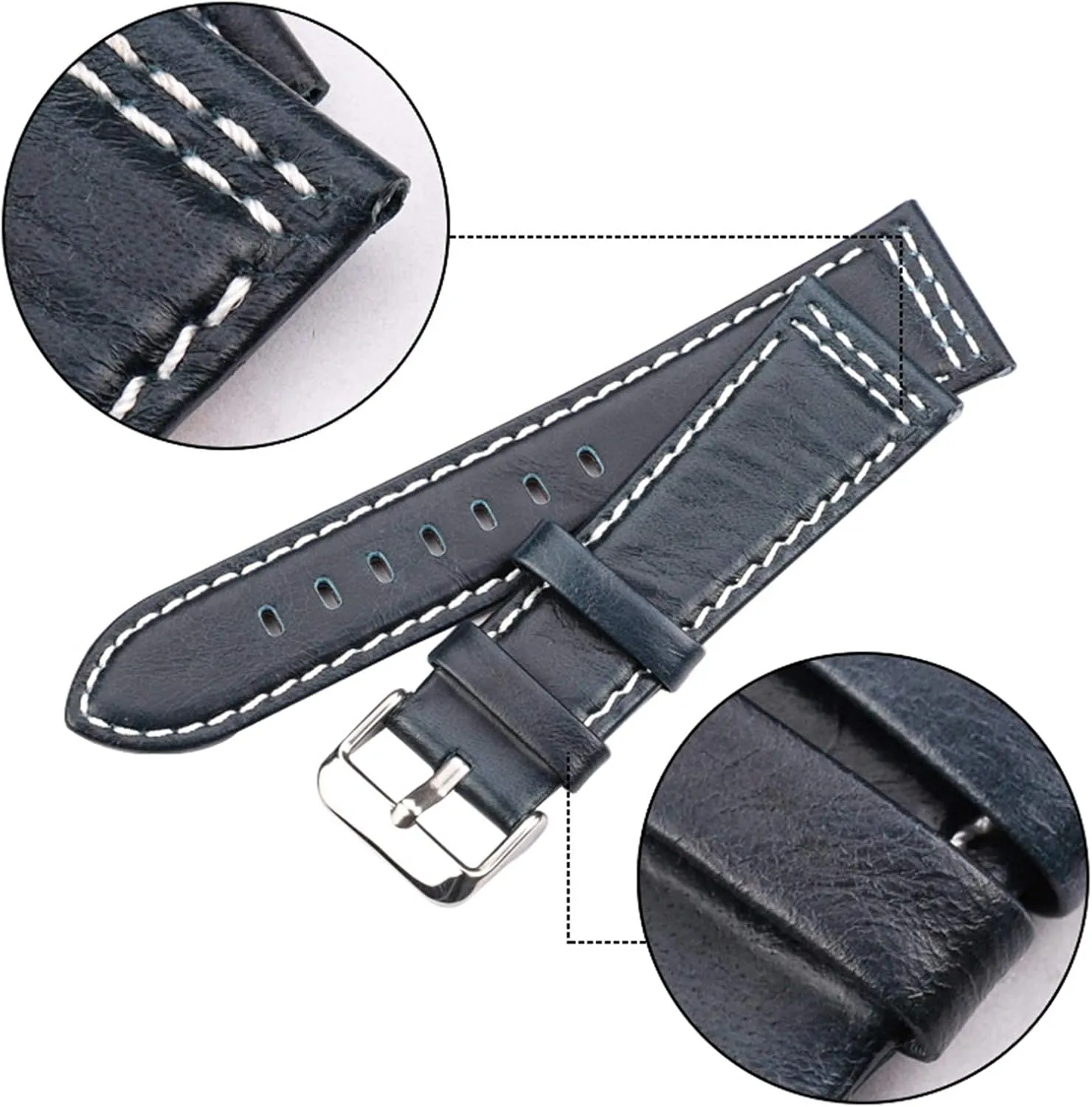 Genuine Leather Watchband Women Men Elegant Classic Watch Strap grasp personally with Stainless Steel Pin Buckle Universal Strap$22mm/24mm Skin-Friendly Soft 