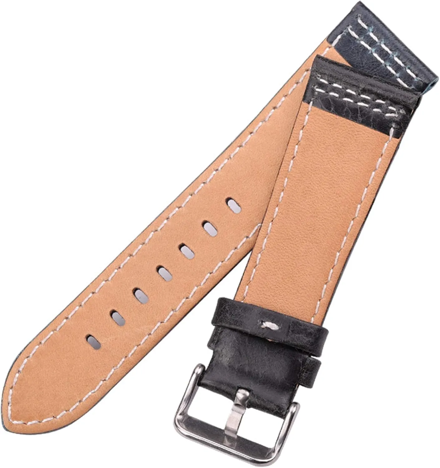 Genuine Leather Watchband Women Men Elegant Classic Watch Strap grasp personally with Stainless Steel Pin Buckle Universal Strap$22mm/24mm Skin-Friendly Soft 