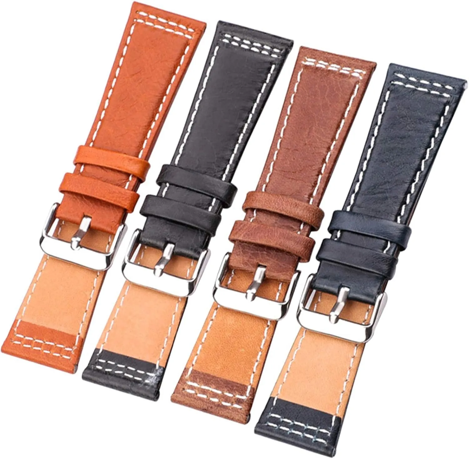 Genuine Leather Watchband Women Men Elegant Classic Watch Strap grasp personally with Stainless Steel Pin Buckle Universal Strap$22mm/24mm Skin-Friendly Soft 