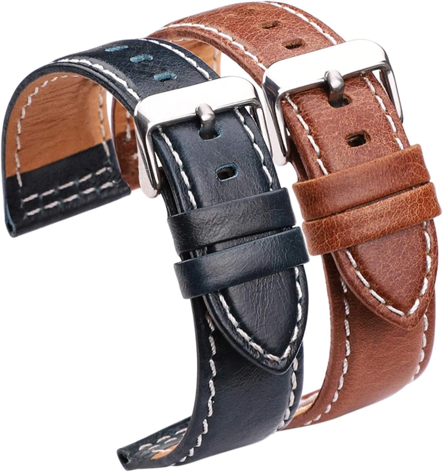 Genuine Leather Watchband Women Men Elegant Classic Watch Strap grasp personally with Stainless Steel Pin Buckle Universal Strap$22mm/24mm Skin-Friendly Soft 