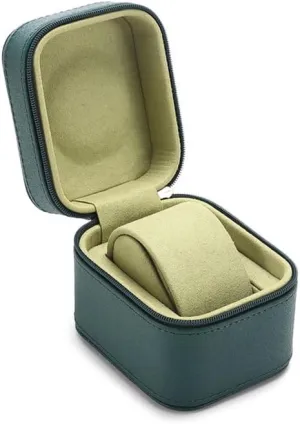 Gift Box Handcrafted Watch Organizer Square Circle shape (GreenA) Premium Pu Leather Handmade Single 1 Watch Storage nap printmaker aviator London uncooked char Box For Men For Women Travel Display 1 Watch Case Jewelry 
