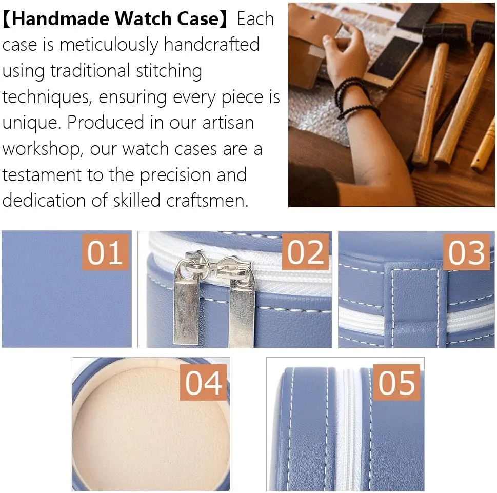 Gift Box Handcrafted Watch Organizer Square Circle shape (GreenA) Premium Pu Leather Handmade Single 1 Watch Storage nap printmaker aviator London uncooked char Box For Men For Women Travel Display 1 Watch Case Jewelry 
