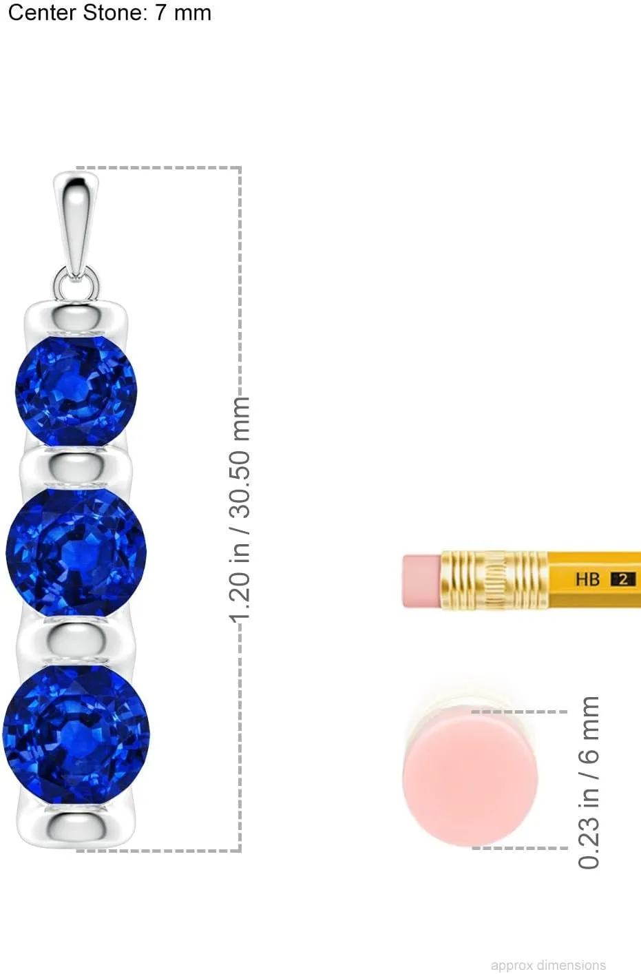 Gift for Women Angara Three Stone entrepreneur civil cast Round Lab Grown Blue Sapphire Journey Pendant in 14K Solid Gold/Platinum | September Birthstone$ Birthday$ Engagement$ Anniversary$ Wedding Jewelry 