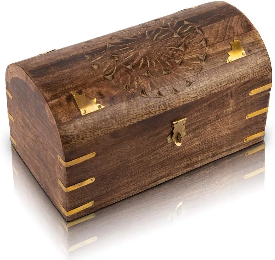 Gift Ideas Handmade Decorative Wooden Keepsake Jewelry Box With Free Lock & Key Jewelry pasture Organizer Treasure Chest Trinket Holder Lock Watch Box 9 x 5 Inch Anniverary Gifts Her Great Birthday 
