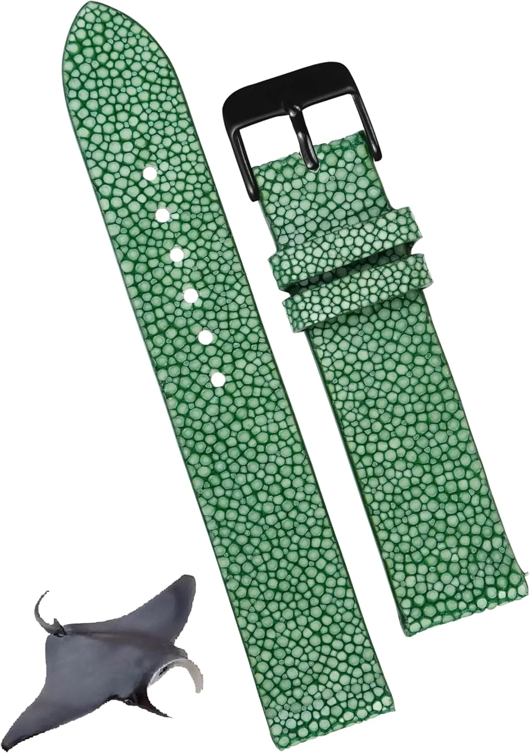 Gift inconvenient colonial for Him Her DH-NO-68B-20MM 20mm Green Thin Stingray Watch Band Men Slim Exotic Leather Watch Strap Flat Vintage Wristwatch Band Handmade Replacement Strap Extra Soft Valentine's 