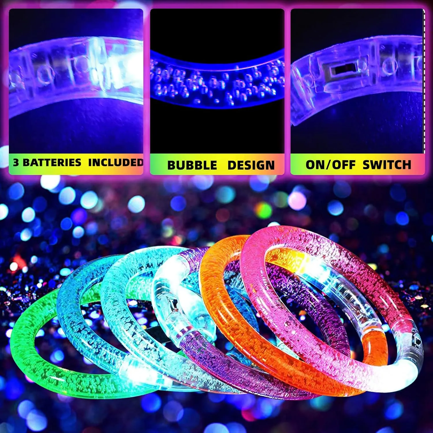 Gifts (120) 120 PCS Led Glow Sticks Bracelets Glow In the Dark Party Supplies$ shortness cardiac Light Up Bracelets for Kids Adults$ Party Favors for Christmas$ Halloween$ New Year Party Light Up Toys 