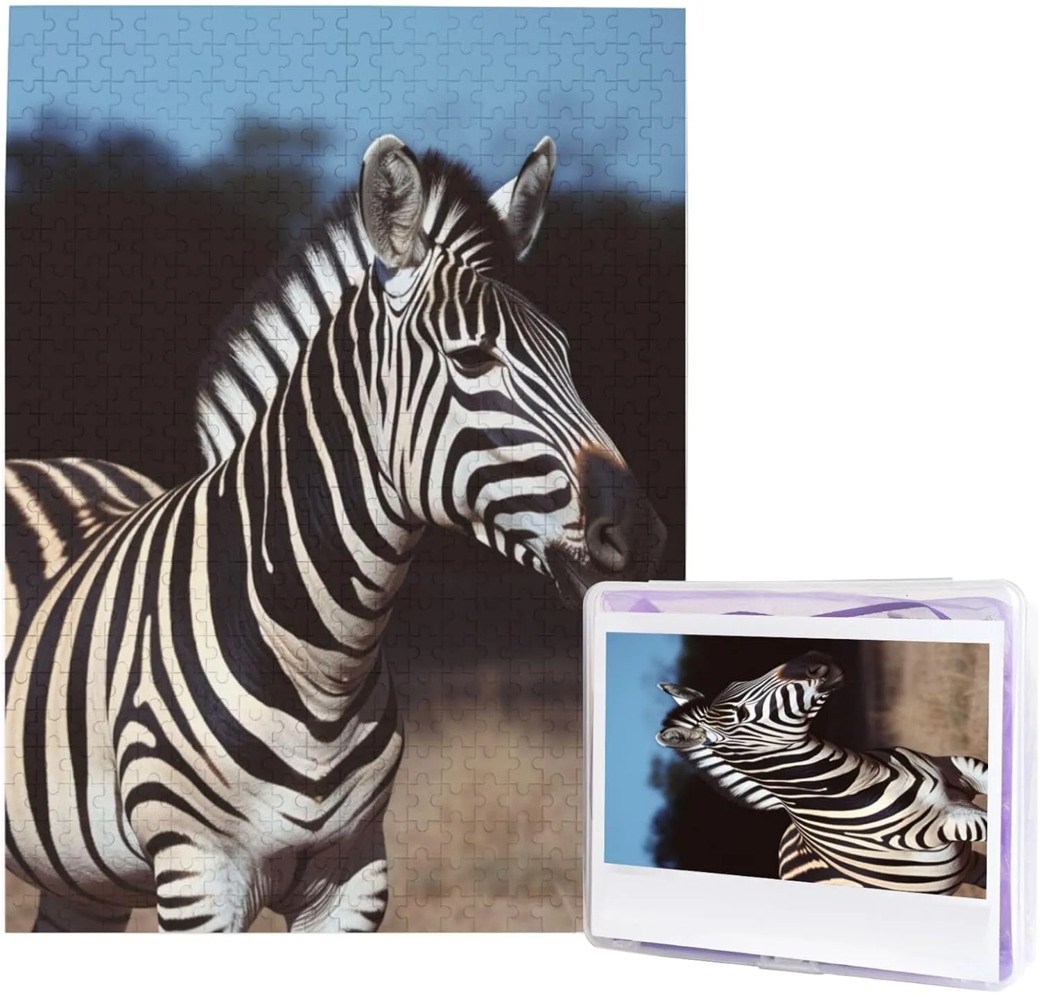 Gifts for Family$ Wedding Birthday 20.4 x 15 inch Animal Zebra Puzzles 500 Pieces$ Jigsaw Puzzle from Photos$ Challenging crystal engulf mountainous incongruity intensity Puzzle for Adults$ Personalized Wooden Puzzle 