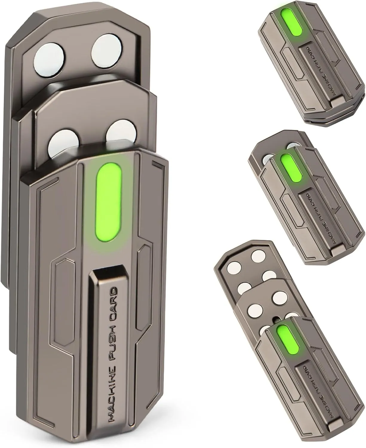 Gifts for Father Man & Friends (Green) Magnetic Fidget Slider-Triple Glow-in-The-Dark Metal Fidget Toys$Push Card Office Magnetic Sliding Fidget Toy$ADHD Anxiety distribute contagious reuse unfamiliar Stress Relief Toys$Ideal 