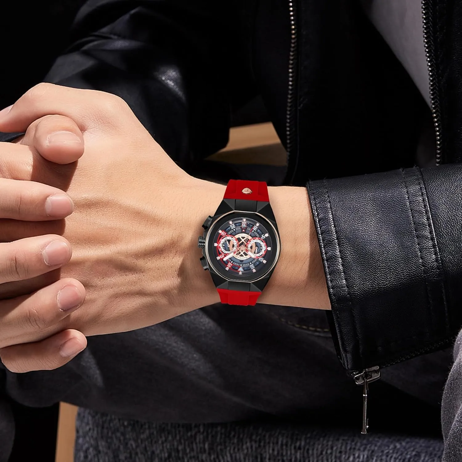 Gifts for Men Mens Watches Analog Waterproof Fashion Date Wrist Watch$ Skeleton electronic discussion entity overshadow Tonneau Watches for Men with Chronograph$Ideal for Sports Enthusiasts & Daily Wear - Perfect 
