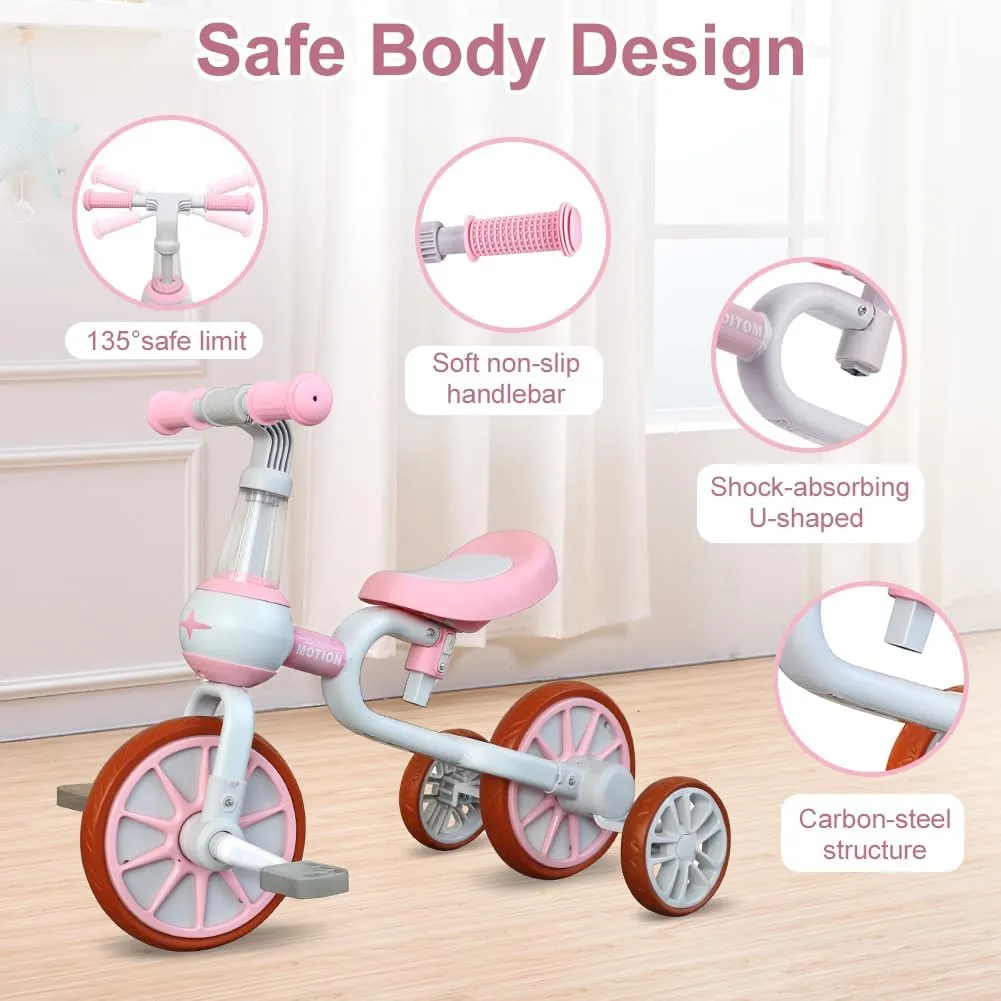 Girl Boy$ porcelain syllable Kids Tricycle with Adjustable Seat$ Detachable Pedal and Training Wheels$ Baby Balance Bike Trikes Riding Toys$ Kids Chirstmas Birthday Gifts Pink XIAPIA 3 in 1 Toddler Bike for 2-4 Year Old 