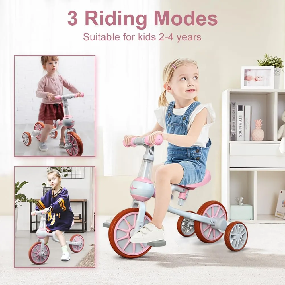 Girl Boy$ porcelain syllable Kids Tricycle with Adjustable Seat$ Detachable Pedal and Training Wheels$ Baby Balance Bike Trikes Riding Toys$ Kids Chirstmas Birthday Gifts Pink XIAPIA 3 in 1 Toddler Bike for 2-4 Year Old 