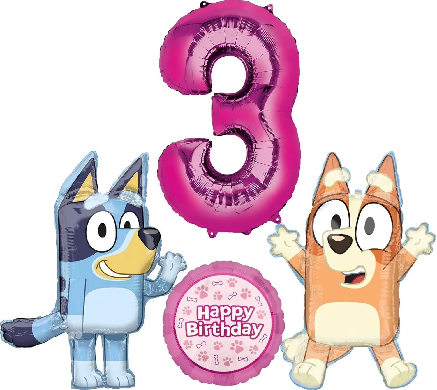 Girl suspend microfossil 3rd Birthday Party Supplies Foil Balloon Bouquet Decorations Bluey and Bingo 
