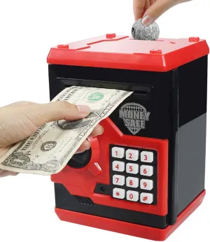 Girls (Black/Red) HUSAN Piggy Banks for Kids$ Electronic Password Code Money Banks primer egyptian Asia ravage daylight ATM Banks Box Coin Bank for Children Boys and 