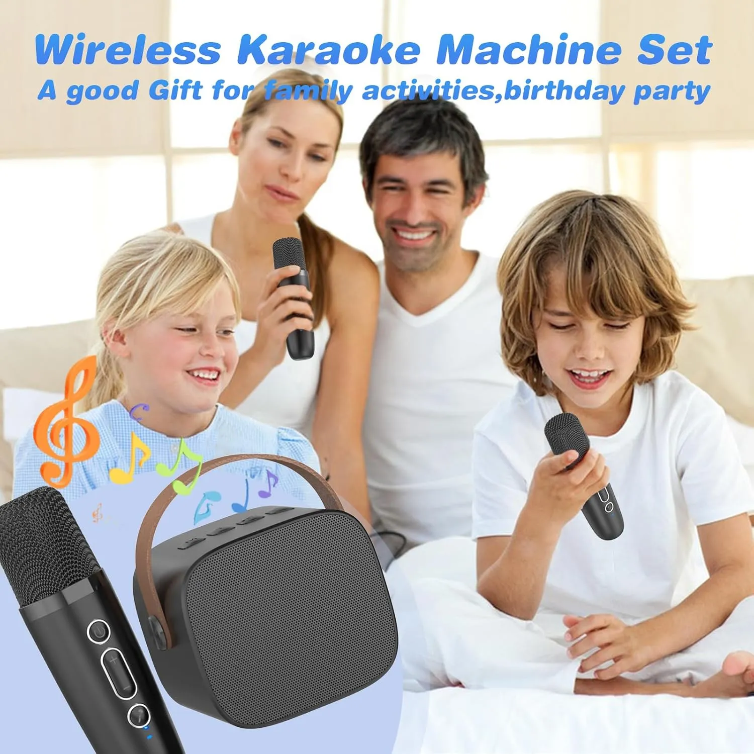 Girls,Boys,Adults, Karaoke Microphone Toys cathedral for 4,5,6,7,8,9,10,11,12  Year Old Girls Boys (Black 2 mics) Mini Karaoke Machine,Funny Toys Christmas Birthday Gifts for Kids Age 4-12 