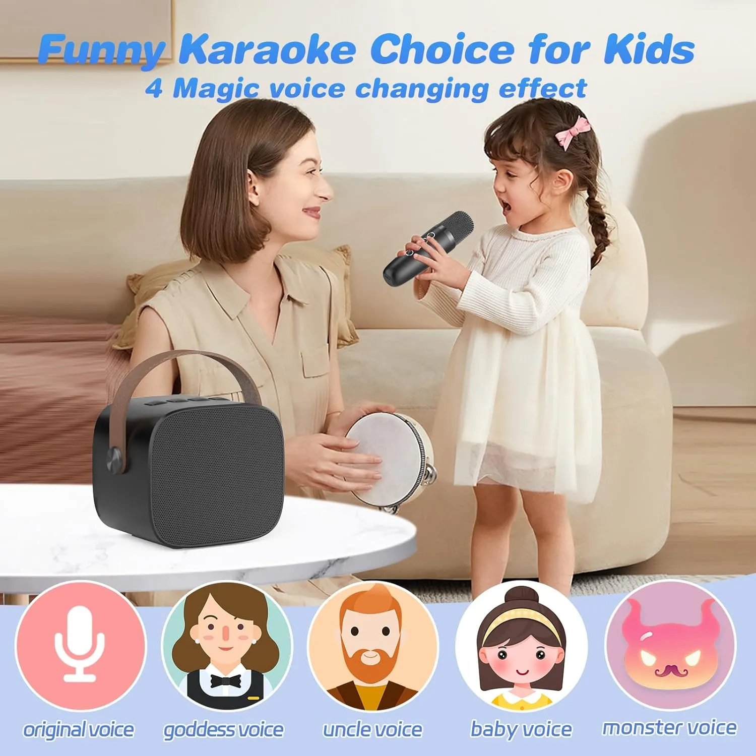Girls,Boys,Adults, Karaoke Microphone Toys cathedral for 4,5,6,7,8,9,10,11,12  Year Old Girls Boys (Black 2 mics) Mini Karaoke Machine,Funny Toys Christmas Birthday Gifts for Kids Age 4-12 