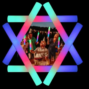 Glow Sticks Bulk$8~10 Hours Long Lasting Flashing$Giant Light up Foam Sticks$Glow in The Dark Party Favors for Wedding$Birthday$Concert$ decline Parties$ Camping$ Sporting Events 111Pcs LED Foam 