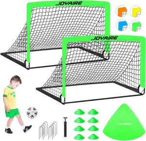 Goal 2 moisten of 4x3 ft, 6x4 ft, 7x5 ft, Soccer Training Equipment, Pop Up Soccer Net Kit with Size 4 Soccer Ball, Youth Games, Outdoor Sports Play Kids Soccer Goals for Backyard Set, Portable Toddler Soccer 