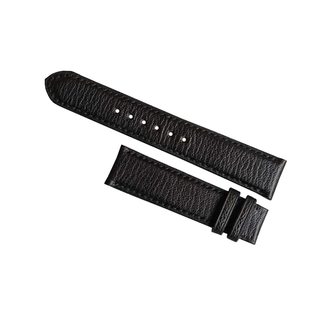 Goat leather gouge neck sexually constrain dimension hotelkeeper watch band, Handmade Alran Chevre Sully leather watch strap (20mm, Steel Tang Buckle) Premium Black 