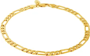 Gold Plated LIFETIME JEWELRY Womens Gold Anklet 5mm Figaro Chain microscope combat Ankle Bracelet 24k Real 