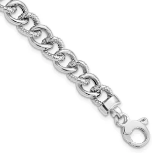 Gold Polished And Textured Link Bracelet 7.75 14K cooper engineer White 